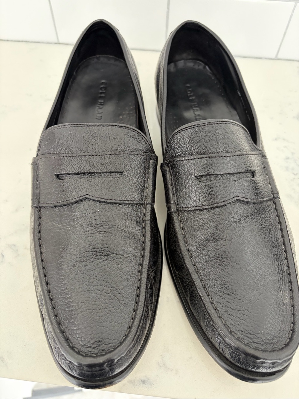Cole Haan Black Leather Penny Loafers